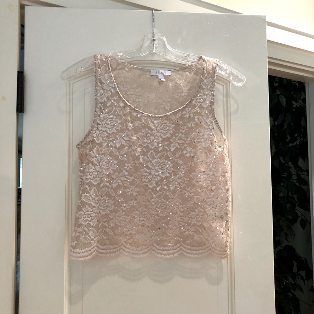 Shimmery Gold Lace Blouse